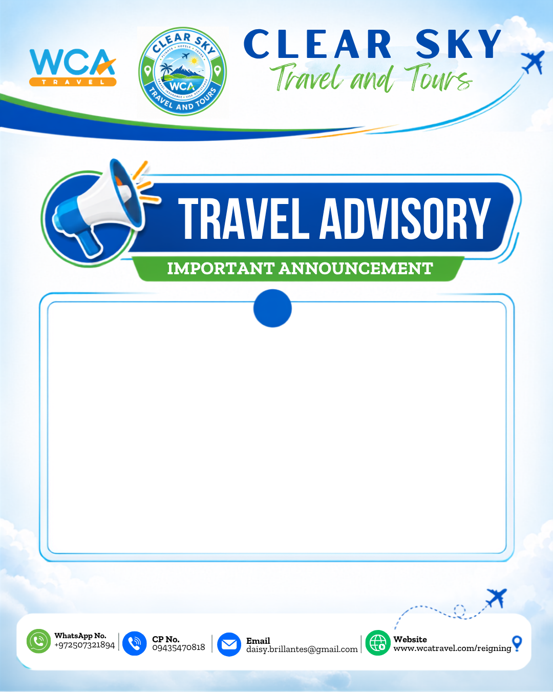 Urgent Advisory and Travel Announcement Template